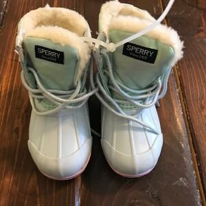 Sperry Top Sider Kids Duck Boots Mint Green Pink Size 7 Toddler